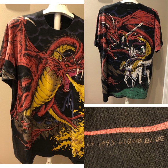 Vintage rare 1990’s Dragon Liquid Blue Tee